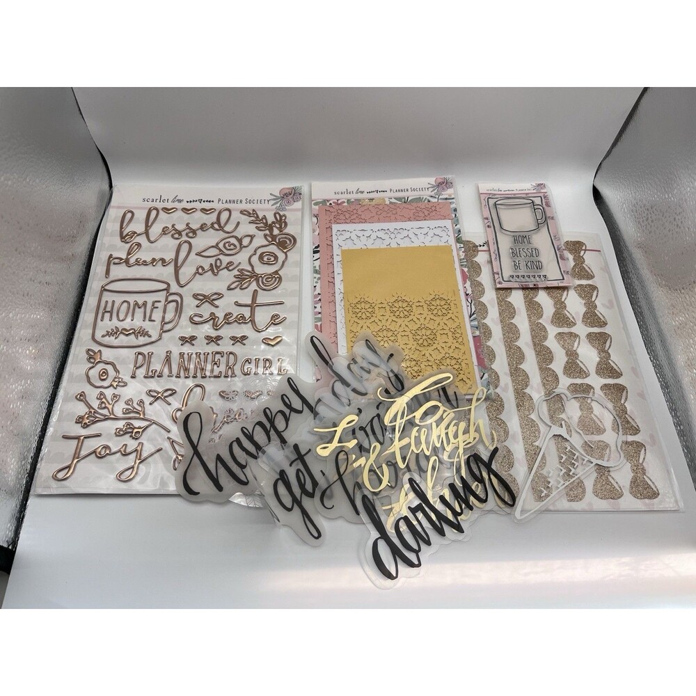 Scarlet Lime The Planner Society Mixed Craft Lot Rose Gold Stickers Stamps Etc